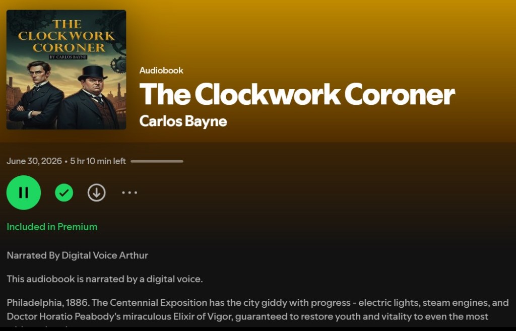 Audiobook announcement on several platforms such as Spotify, and Google Play
